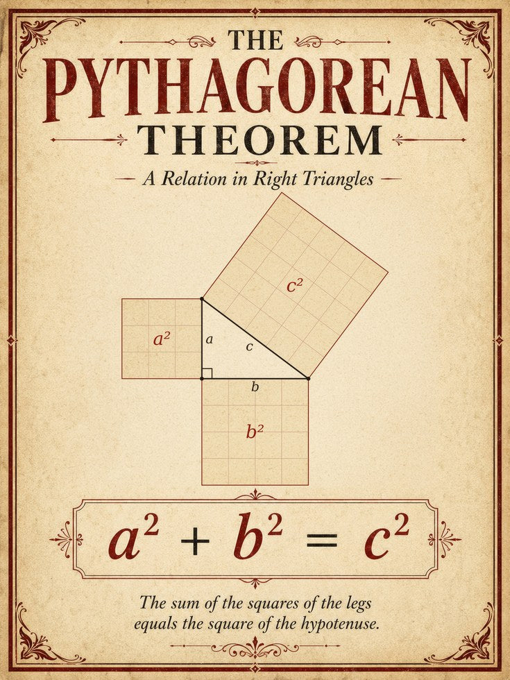 Educational Math Poster: Pythagorean Theorem - artwork on paper