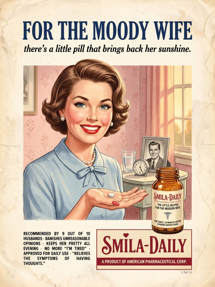Vintage 1950s Pharmacy Ad Print - artwork on paper