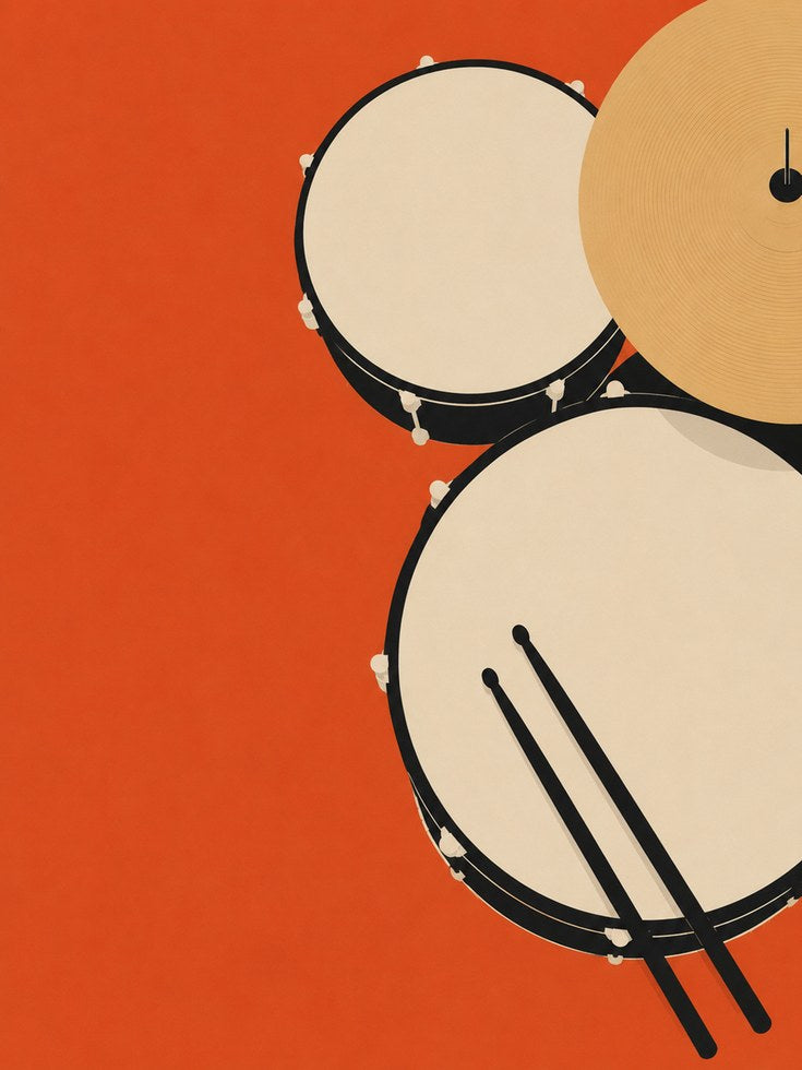 Drum Wall Art – Mid Century Music Print - artwork on paper