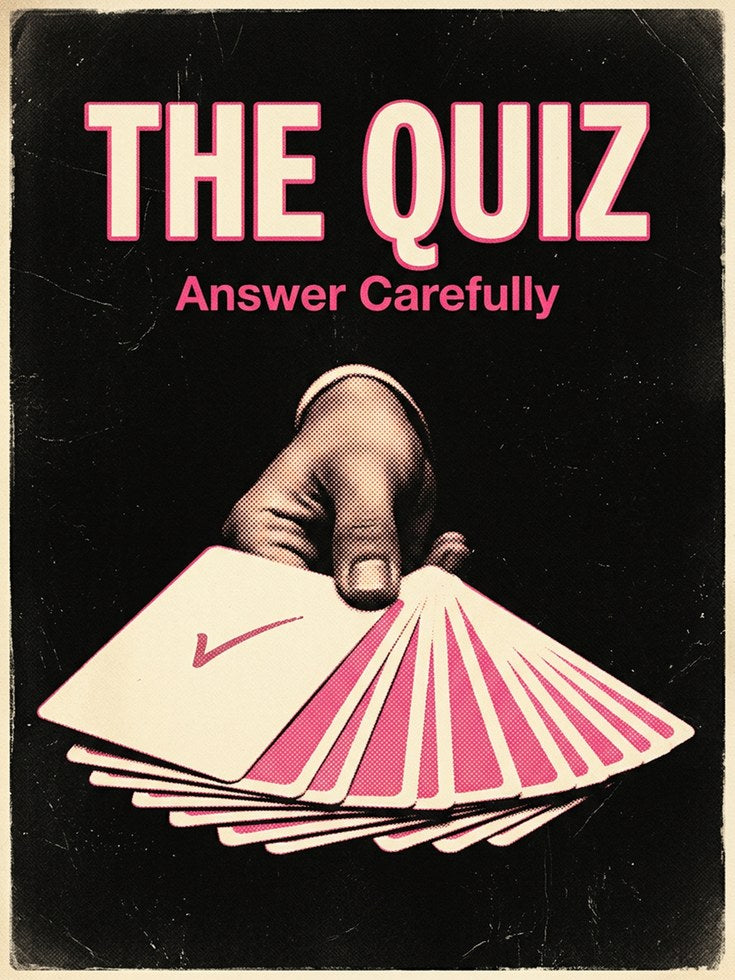 The Quiz Vintage Poster: Retro Pink Black Typography Wall Art - artwork on paper