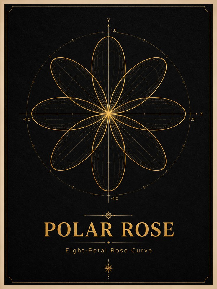 Parametric Wall Art – Polar Rose Math Print - artwork on paper
