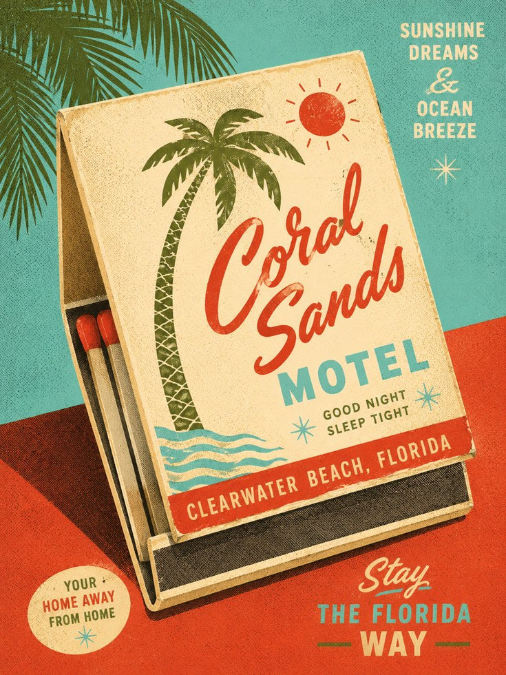 Florida Travel Poster – Retro Beach Wall Art - artwork on paper