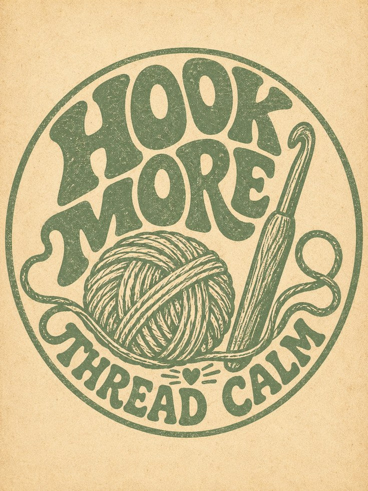 Crochet Hook Print: Vintage Craft Room Art (Retro Typography) - artwork on paper