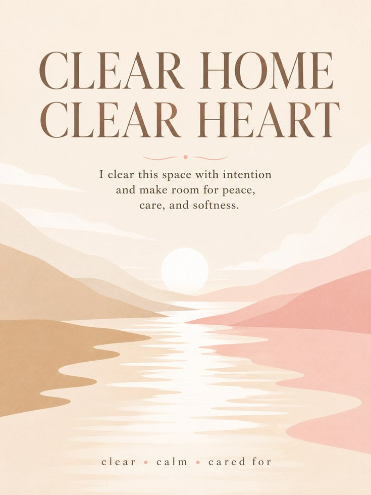 Clear Home Clear Heart Print: Minimalist Coastal Typography Art - artwork on paper