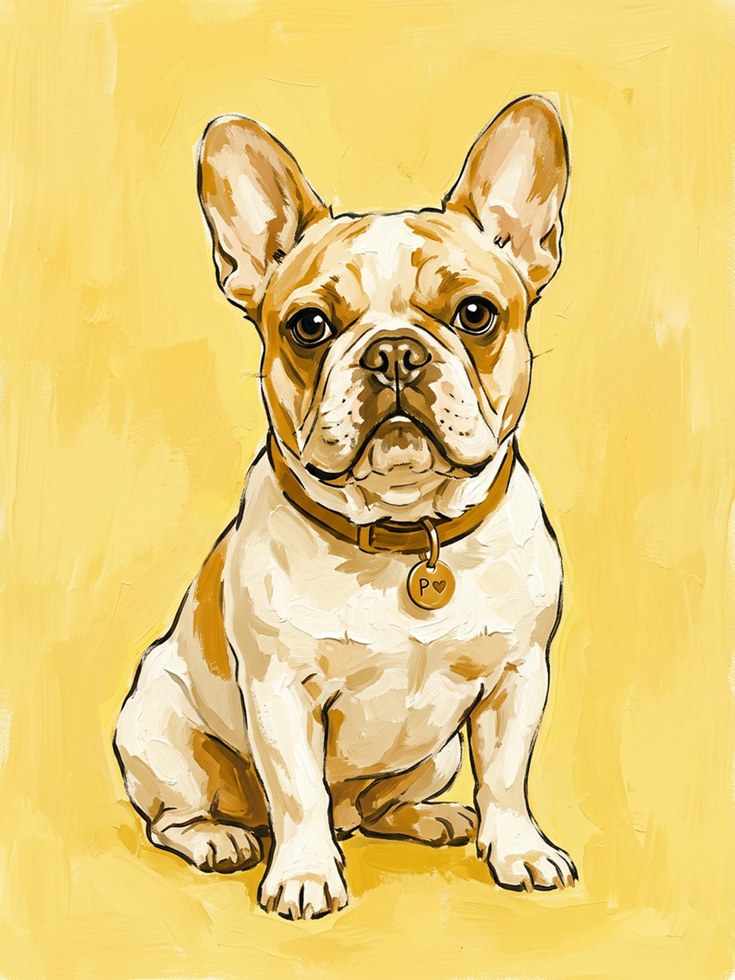 French Bulldog Wall Art: Bright Yellow - artwork on paper