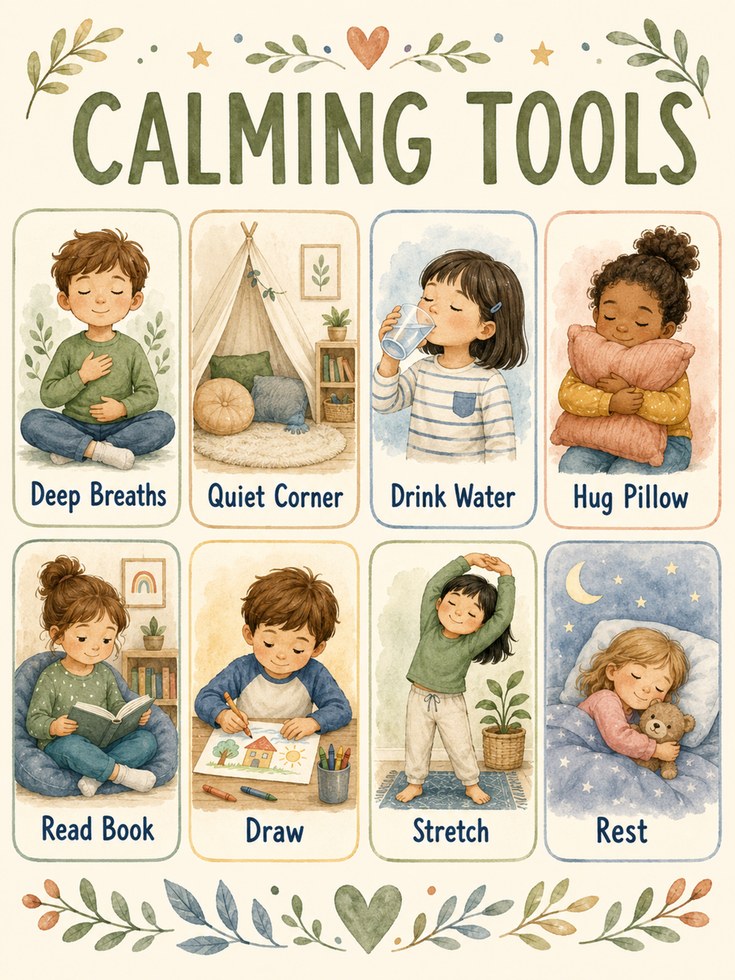 Kids Mindfulness Poster: Calming Tools - artwork on paper