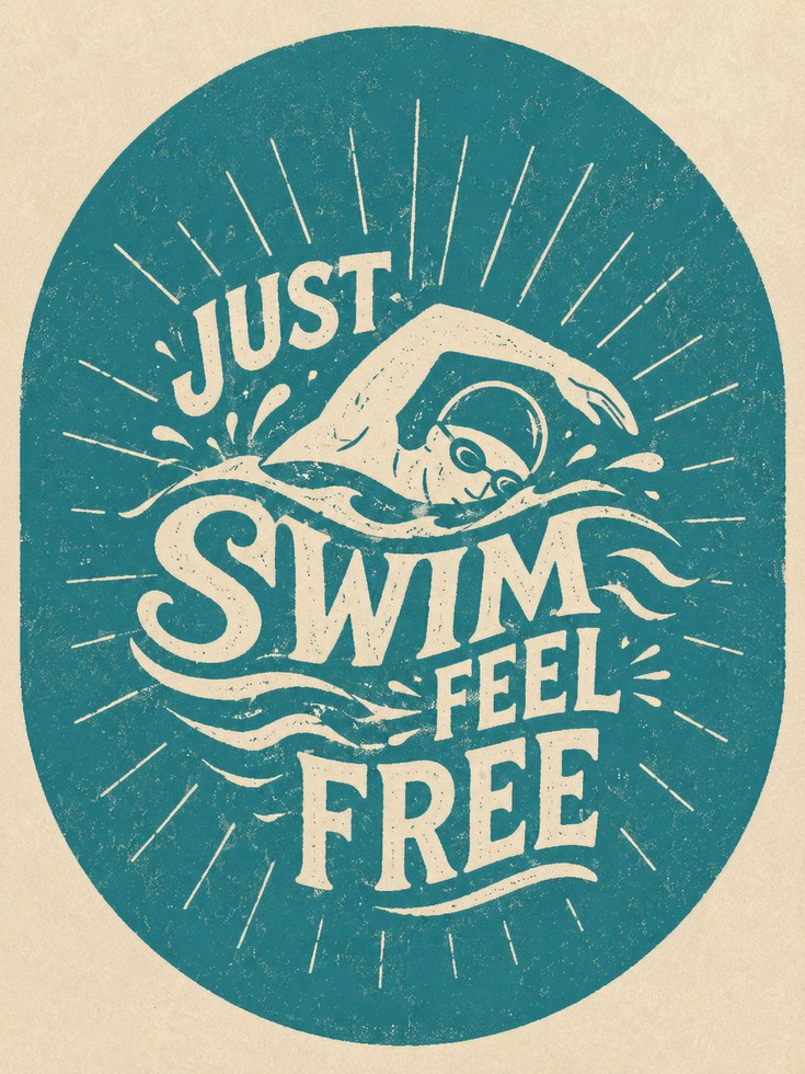 Just Swim Retro Print - artwork on paper