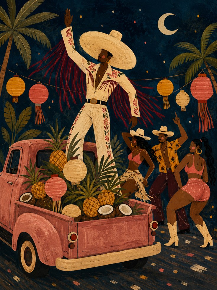 Mexican Fiesta Wall Art – Vintage Truck Print - artwork on paper