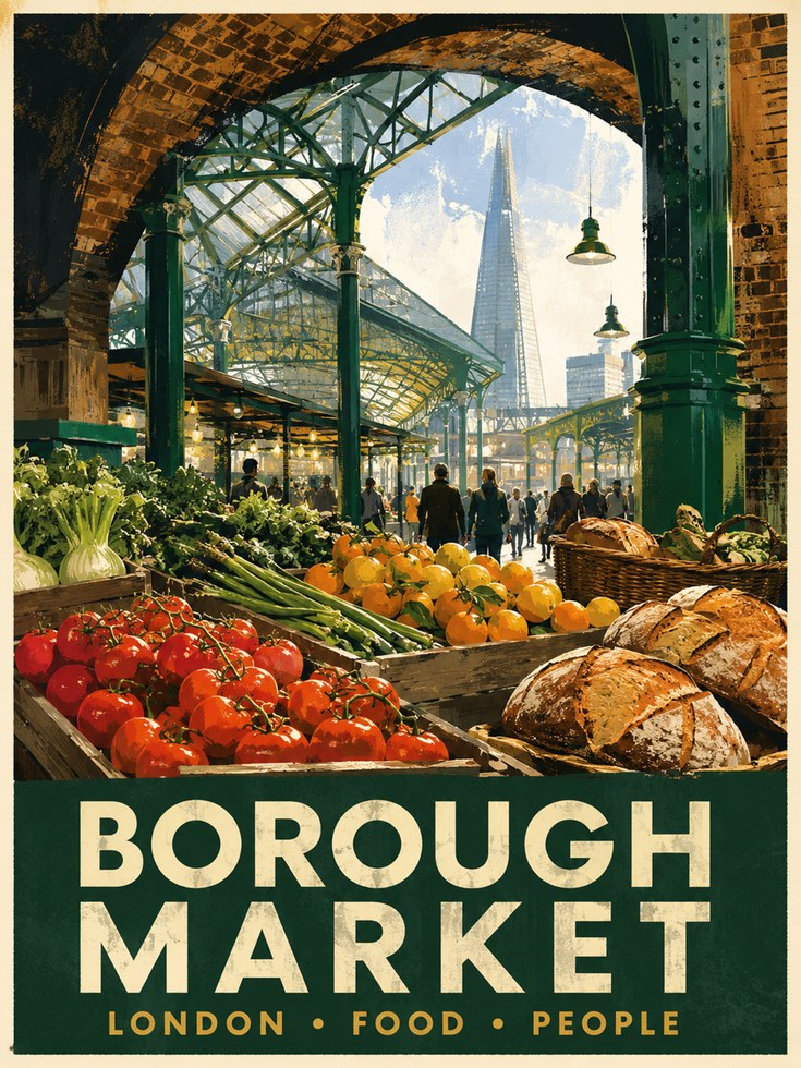 Borough Market London Food Print - artwork on paper