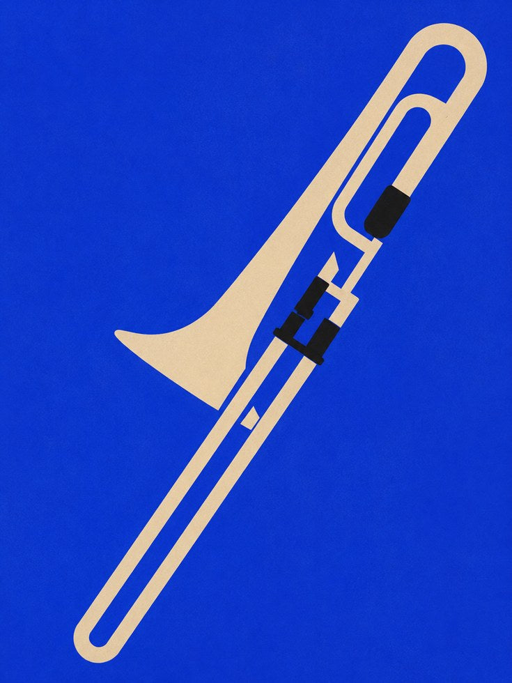 Trombone Art Print — Bold Minimalist Jazz Instrument - artwork on paper