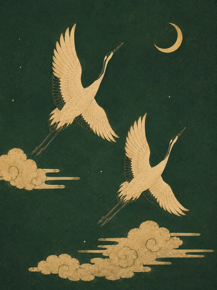 Gold Crane Art Print - artwork on paper