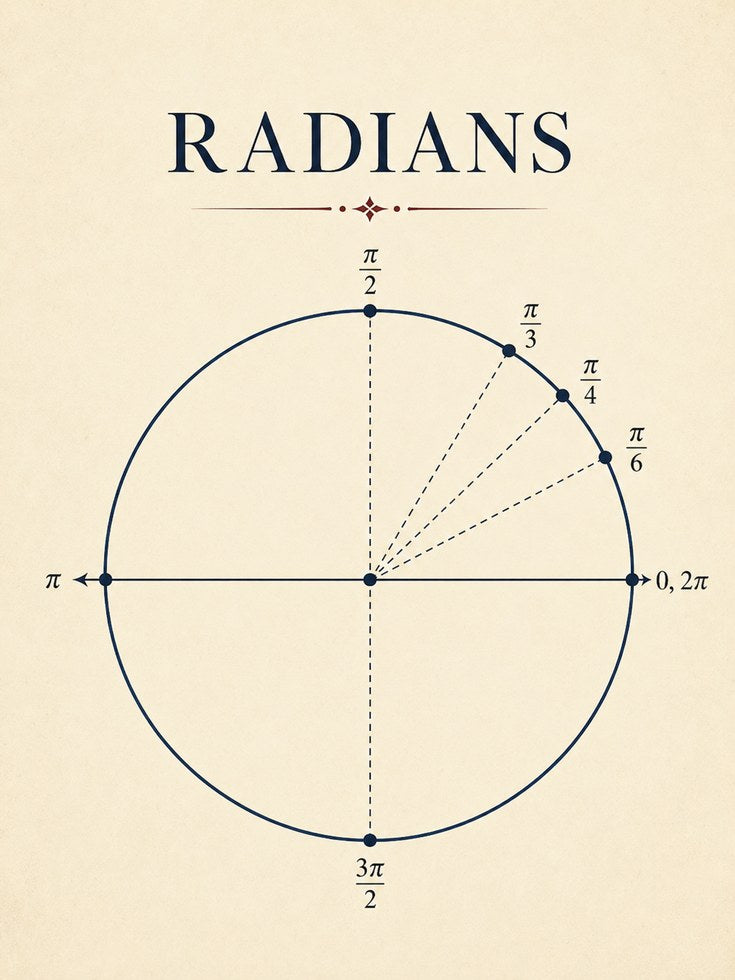 Math Wall Art – Radians Circle Diagram - artwork on paper