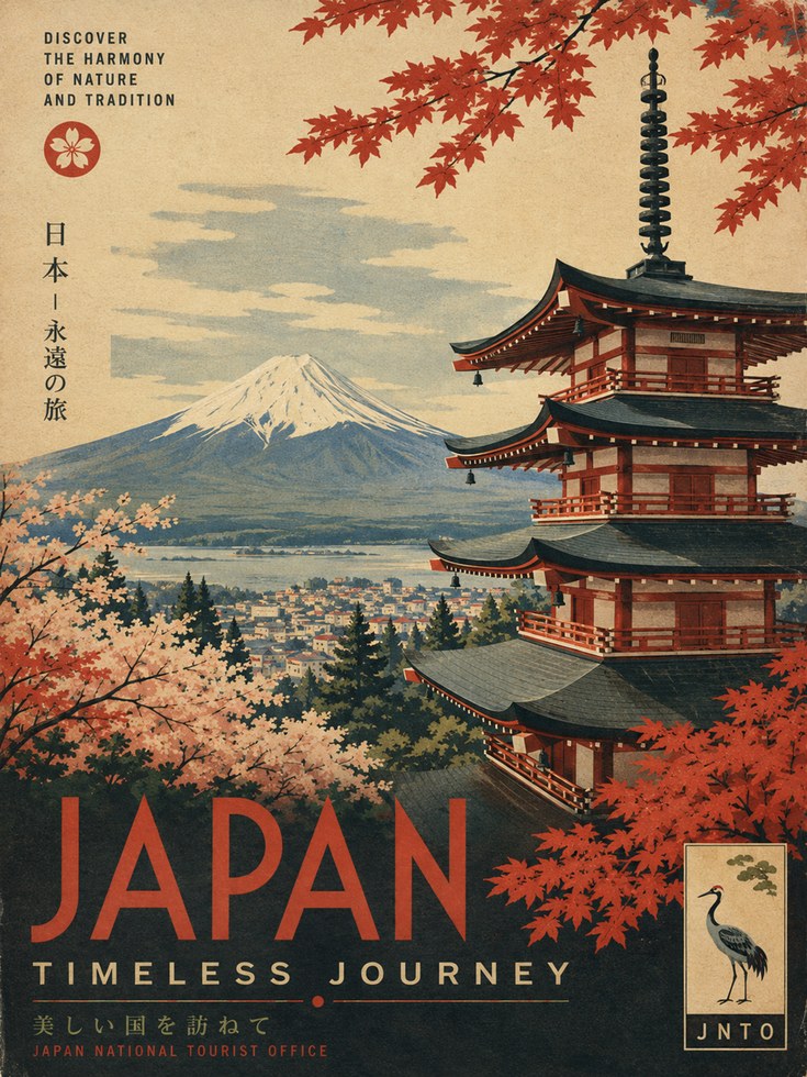 Japan Travel Poster – Vintage Japanese Wall Art - artwork on paper