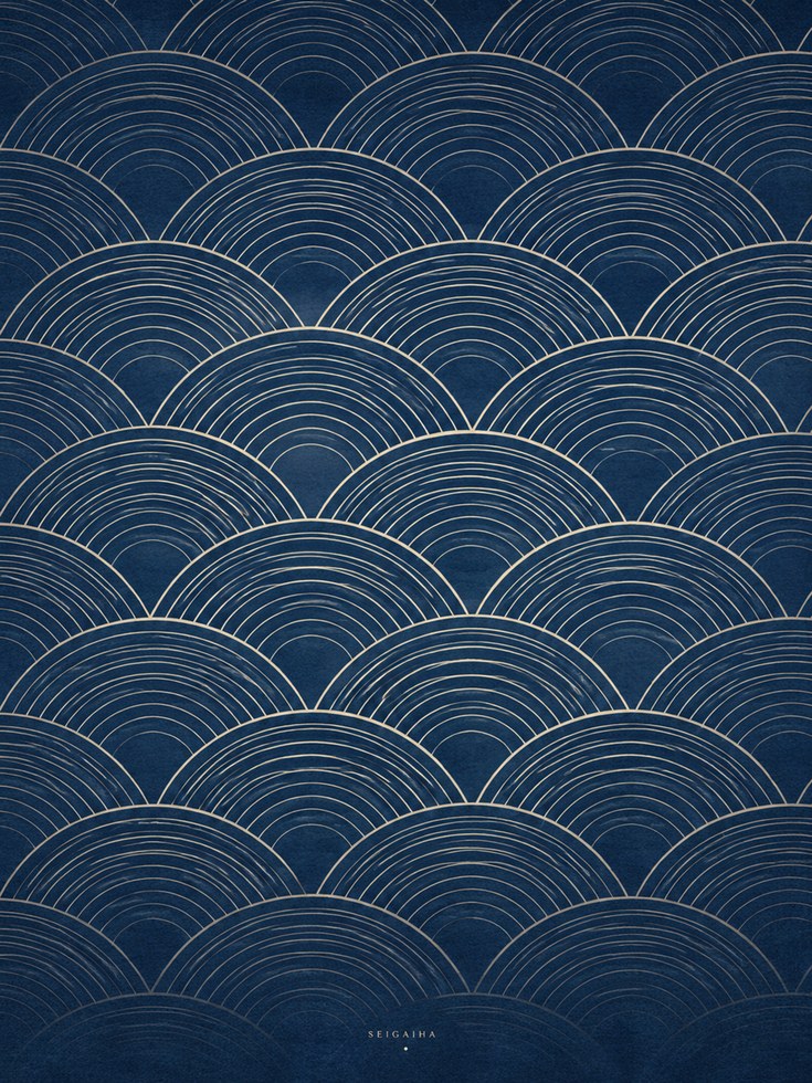 Japanese Seigaiha Print – Ocean Wave Pattern - artwork on paper