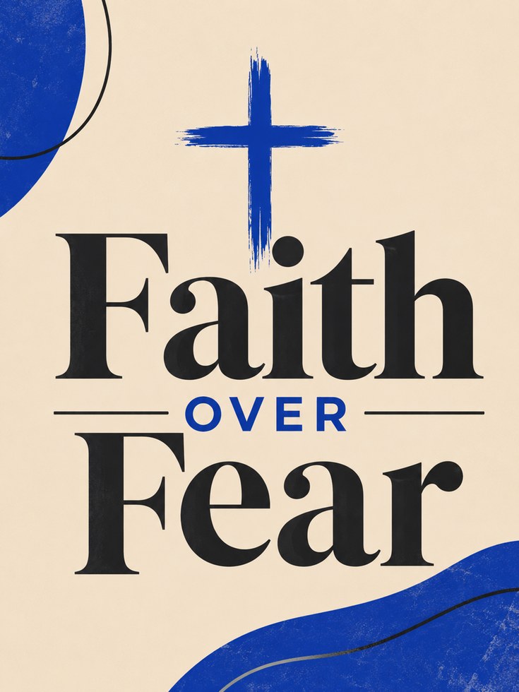Faith Over Fear Print – Christian Wall Art - artwork on paper
