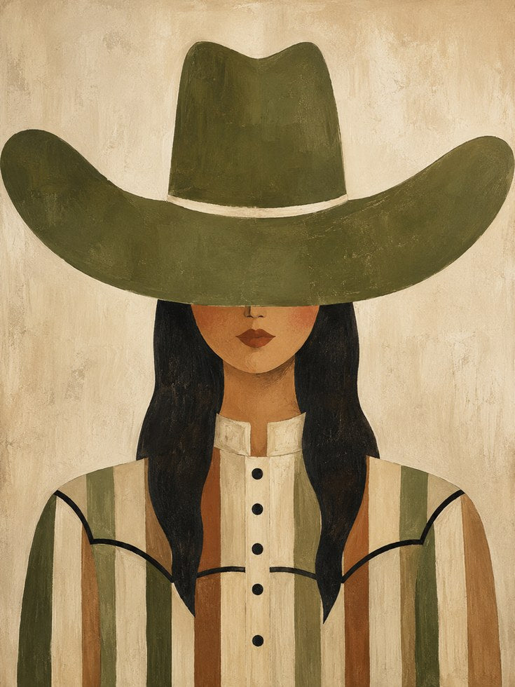 Western Woman Portrait – Cowgirl Wall Art - artwork on paper
