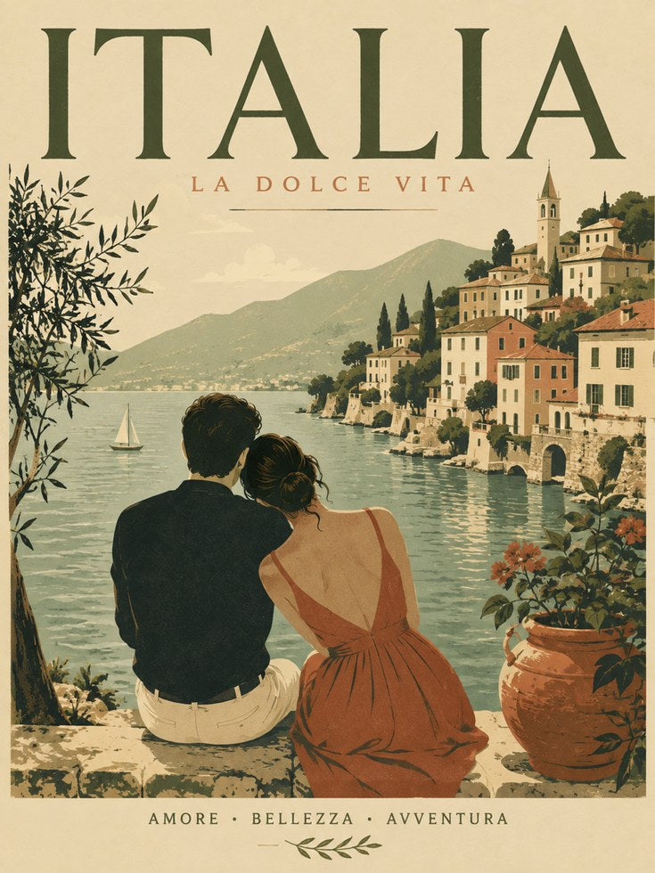 Vintage Italy Poster – Italia Travel Print - artwork on paper