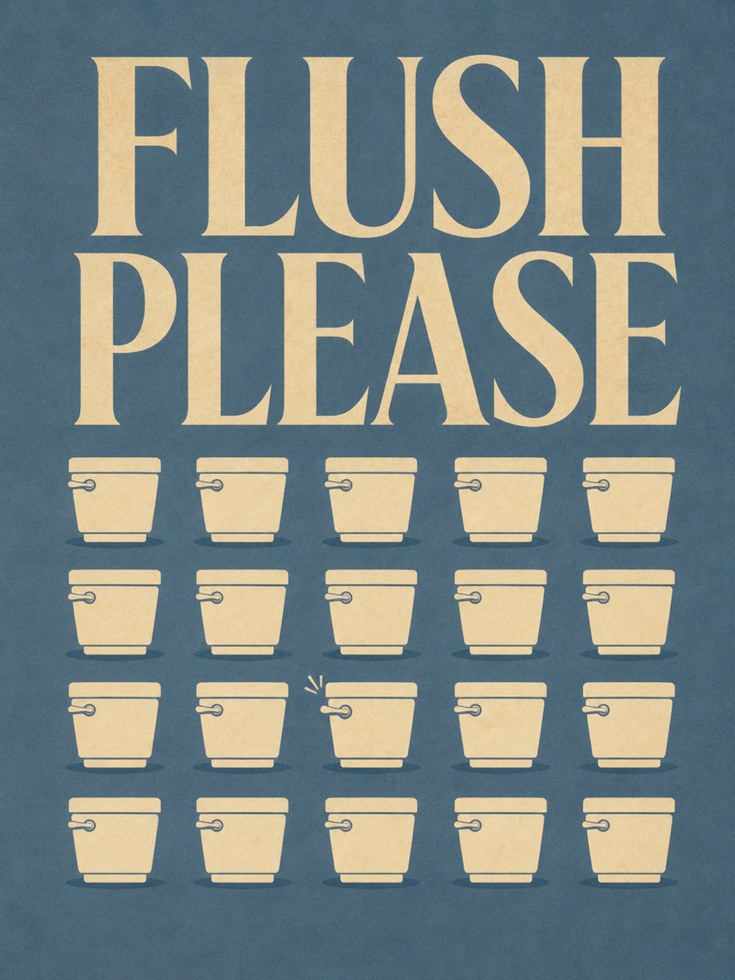 Vintage Bathroom Sign – Flush Please - artwork on paper