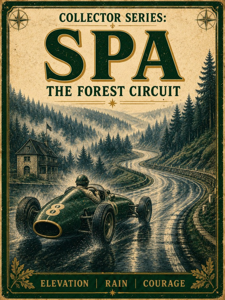 Spa Racing Circuit Vintage Poster — Classic Formula 1 Grand Prix - artwork on paper
