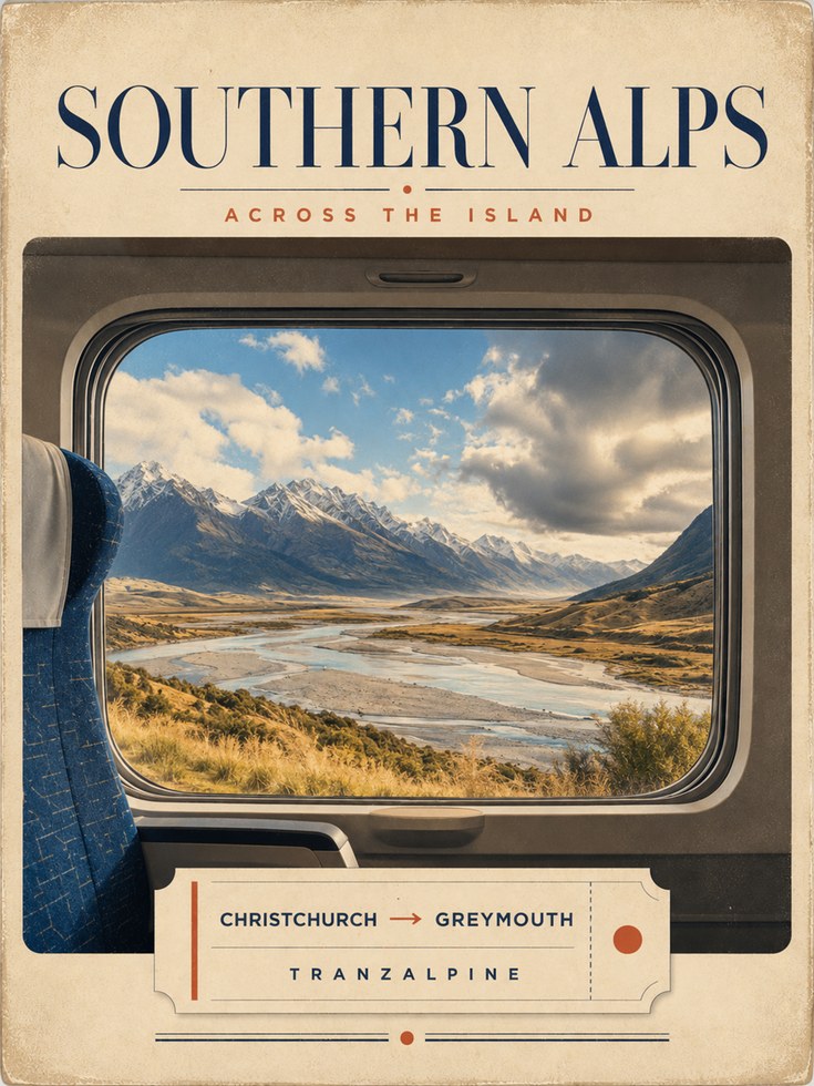 New Zealand Travel Poster - artwork on paper