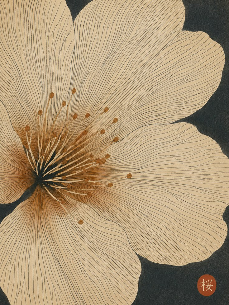 Japanese Floral Print – Botanical Wall Art - artwork on paper