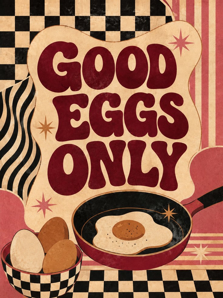 Retro Kitchen Print: Mid-Century Diner Style - artwork on paper