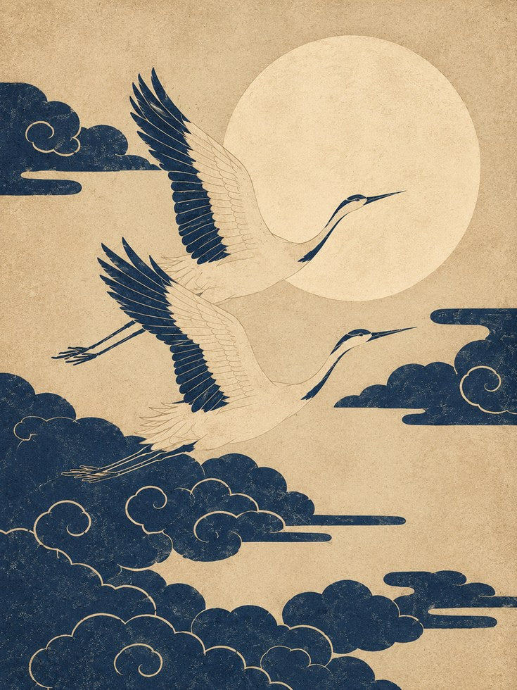 Japanese Crane Art Print - artwork on paper