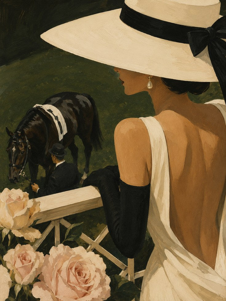 Equestrian Wall Art: Vintage Derby Woman - artwork on paper