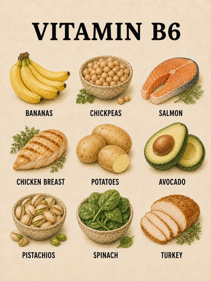 Vitamin B6 Foods Poster – Kitchen Wall Art - artwork on paper