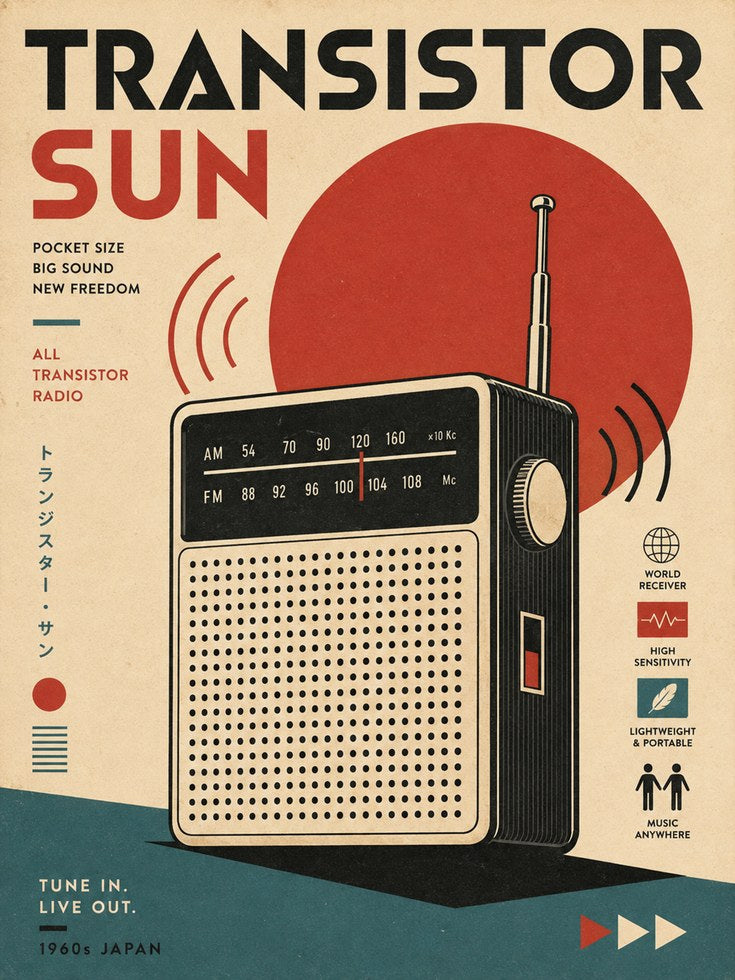 Retro Radio Wall Art – Vintage Transistor Print - artwork on paper