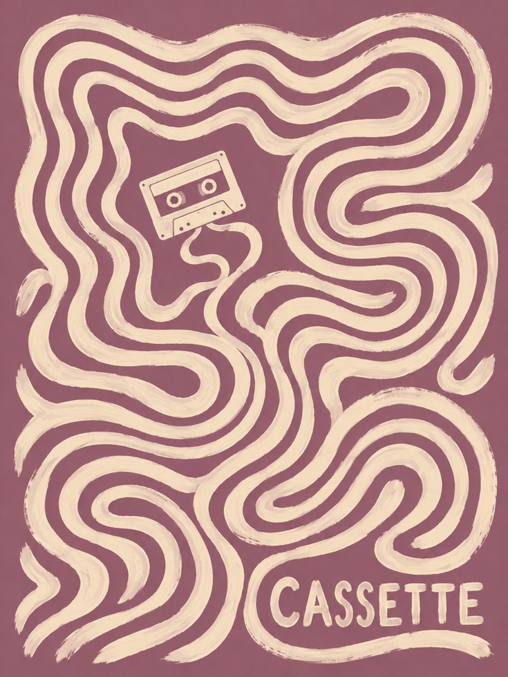 Retro Cassette Tape Poster - artwork on paper