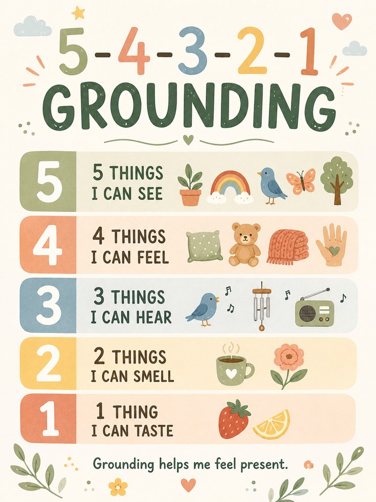 Grounding Technique Poster – 54321 Method Print - artwork on paper