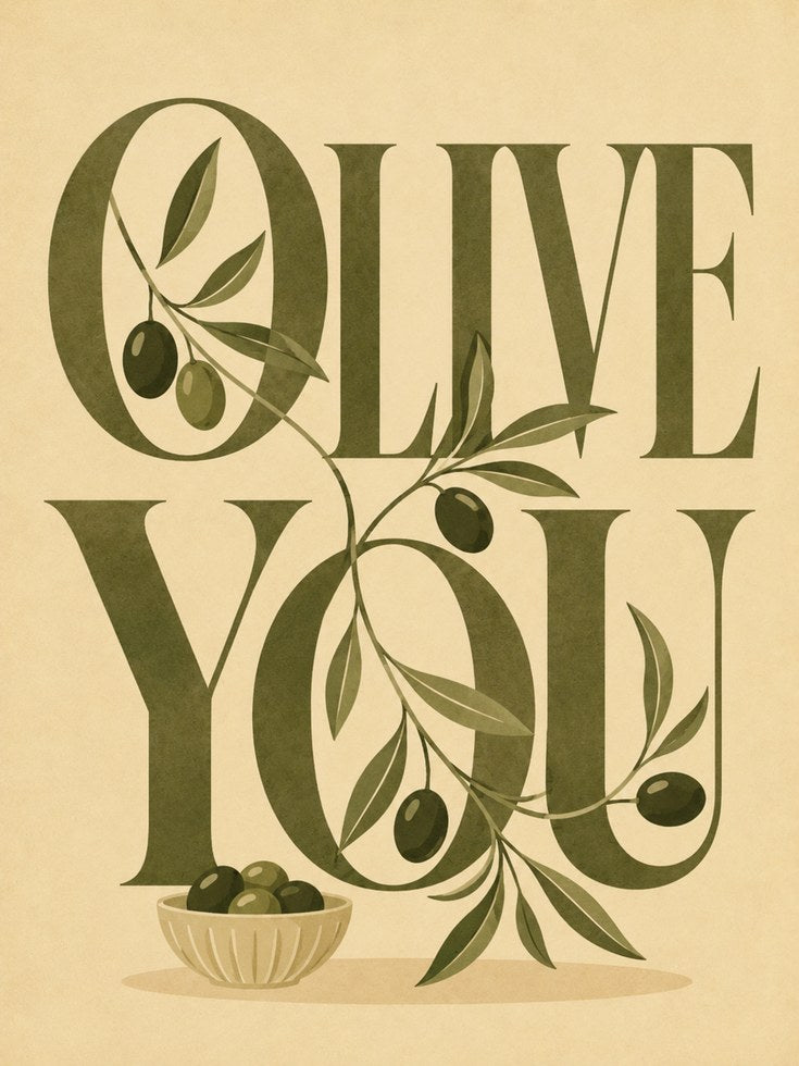 Olive You Wall Art: Mid-Century Botanical Print (Kitchen & Dining) - artwork on paper