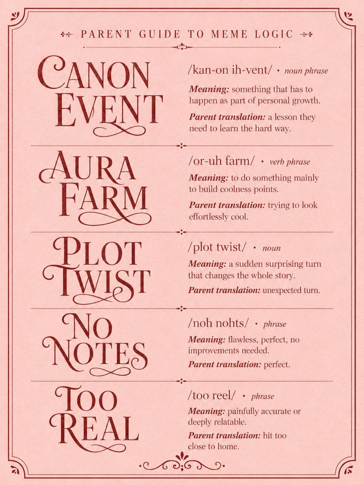 Parent Guide to Meme Logic Art Print: Humorous Typography Poster - artwork on paper