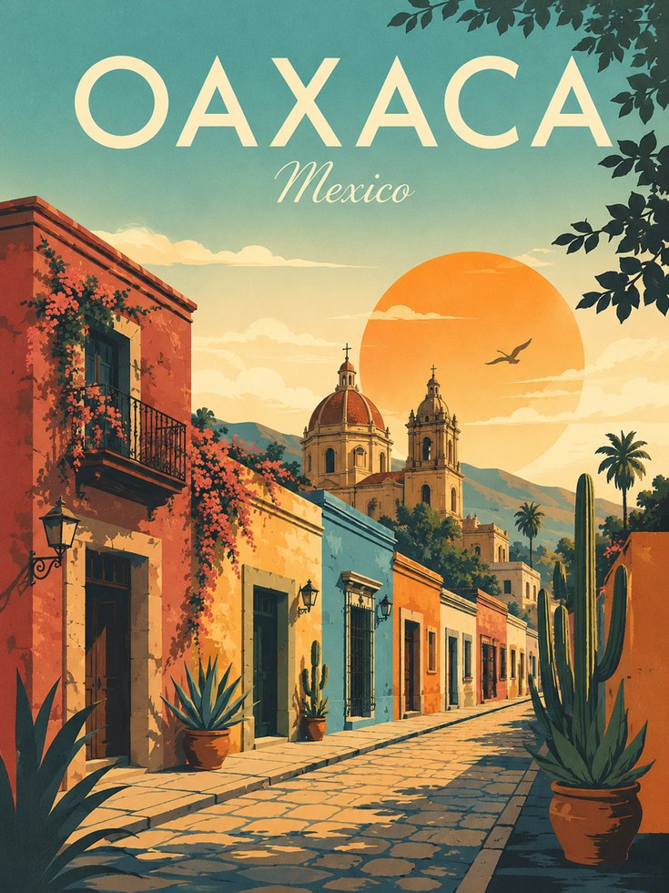 Oaxaca Travel Poster – Mexico Wall Art - artwork on paper