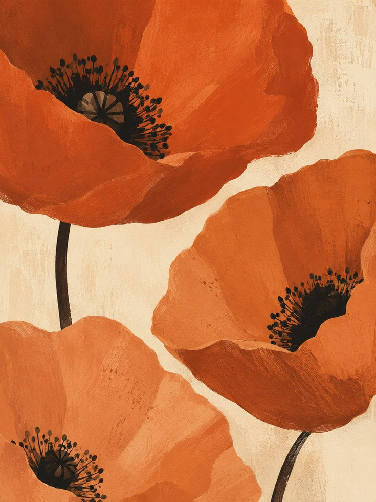 Orange Poppy Wall Art – Floral Botanical Print - artwork on paper