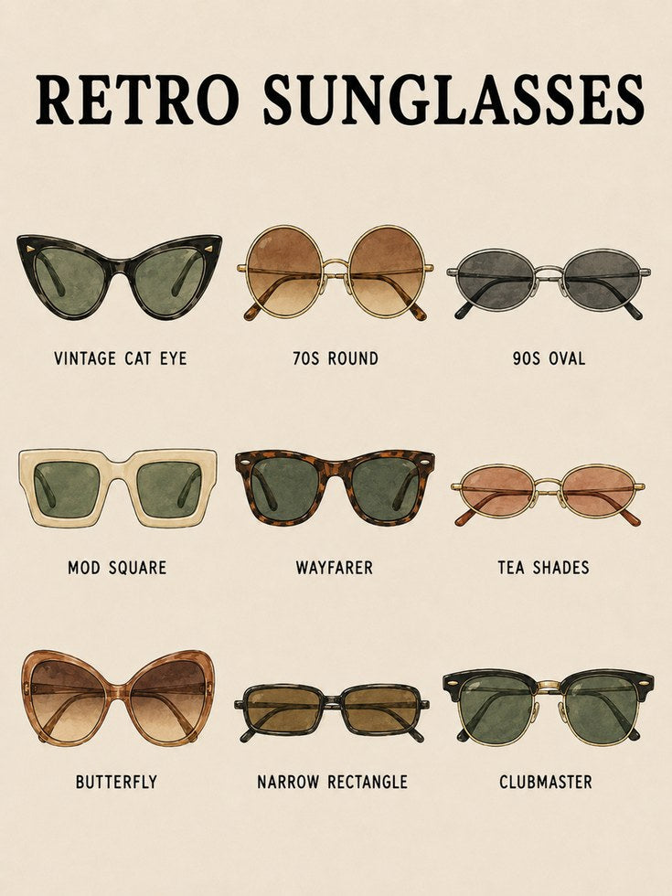 Retro Sunglasses Chart Print — Vintage Style Guide - artwork on paper