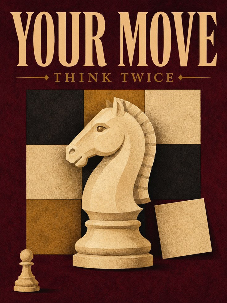 Chess Wall Art – Your Move Think Twice Print - artwork on paper
