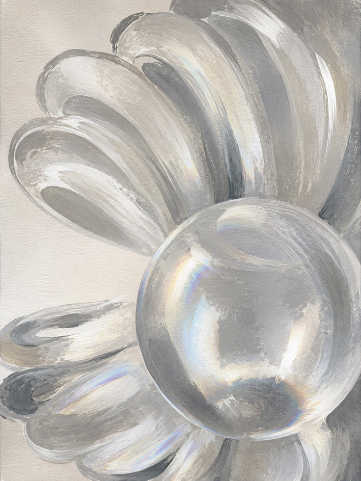 Neutral Sphere Art Print: Abstract Gray and Beige Contemporary Art - artwork on paper