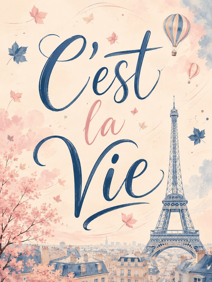 Paris Travel Poster – C'est La Vie Print - artwork on paper