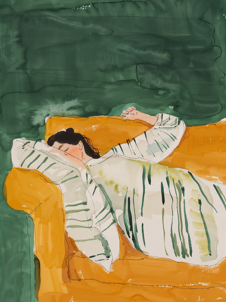 Figurative Wall Art Print: Woman Resting - artwork on paper