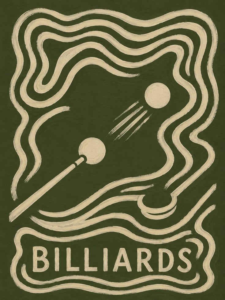 Billiards Wall Art – Vintage Pool Room Decor - artwork on paper