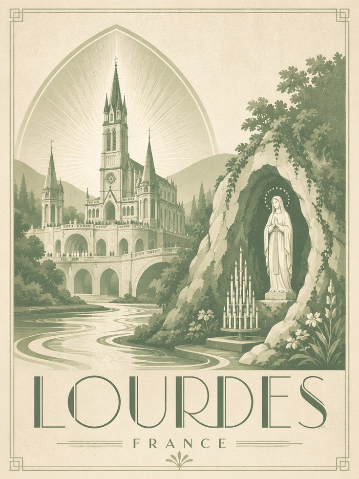 Lourdes France Poster – Vintage Travel Print - artwork on paper