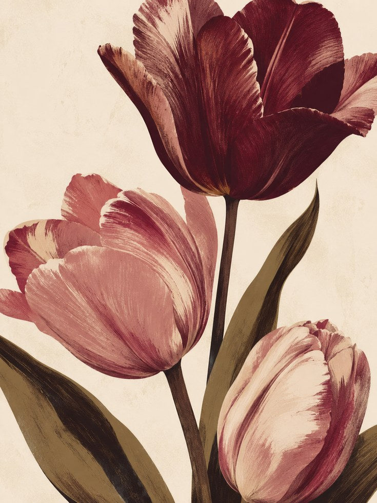 Tulip Wall Art – Vintage Floral Print - artwork on paper
