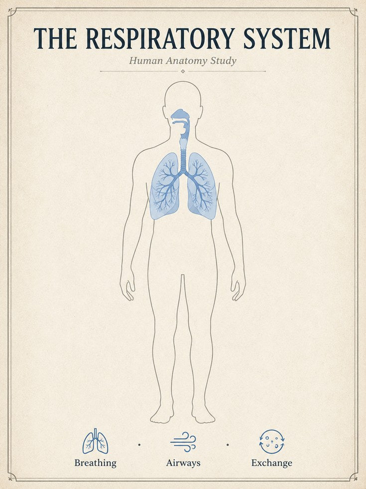 Respiratory System Anatomy Print — Vintage Medical Illustration - artwork on paper