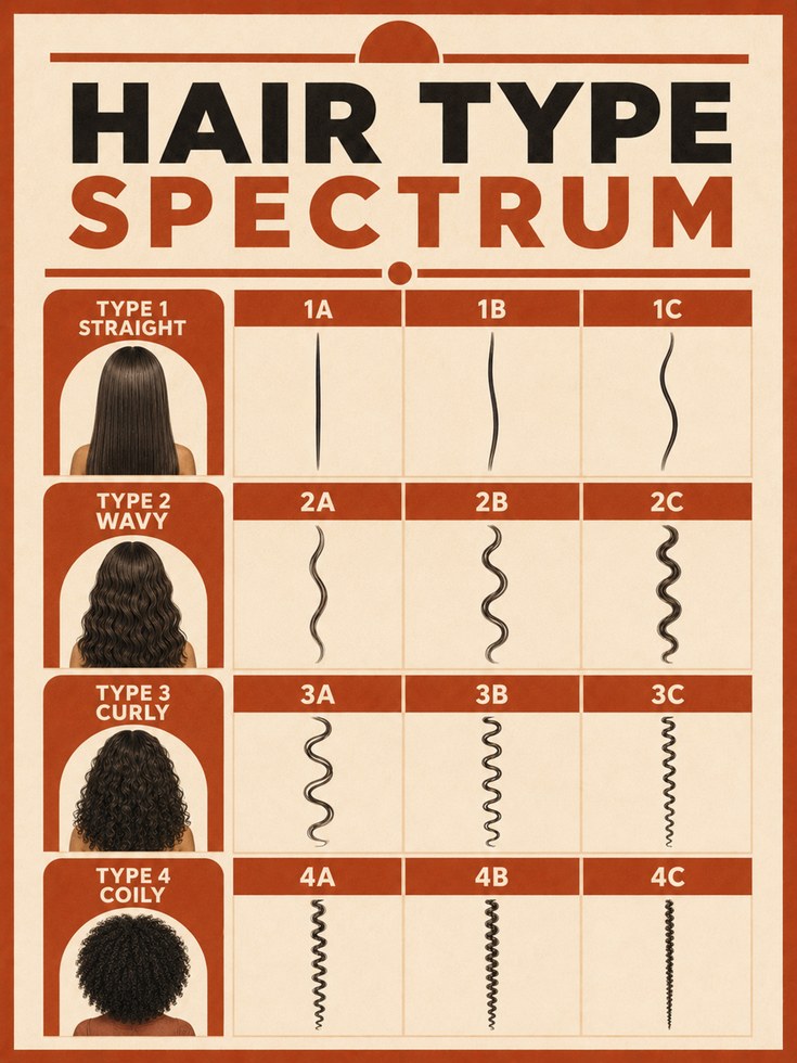 Hair Type Spectrum Chart: Vintage Educational Poster - artwork on paper