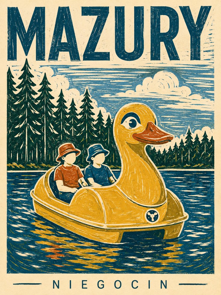 Vintage Travel Poster – Mazury Poland Lake Print - artwork on paper
