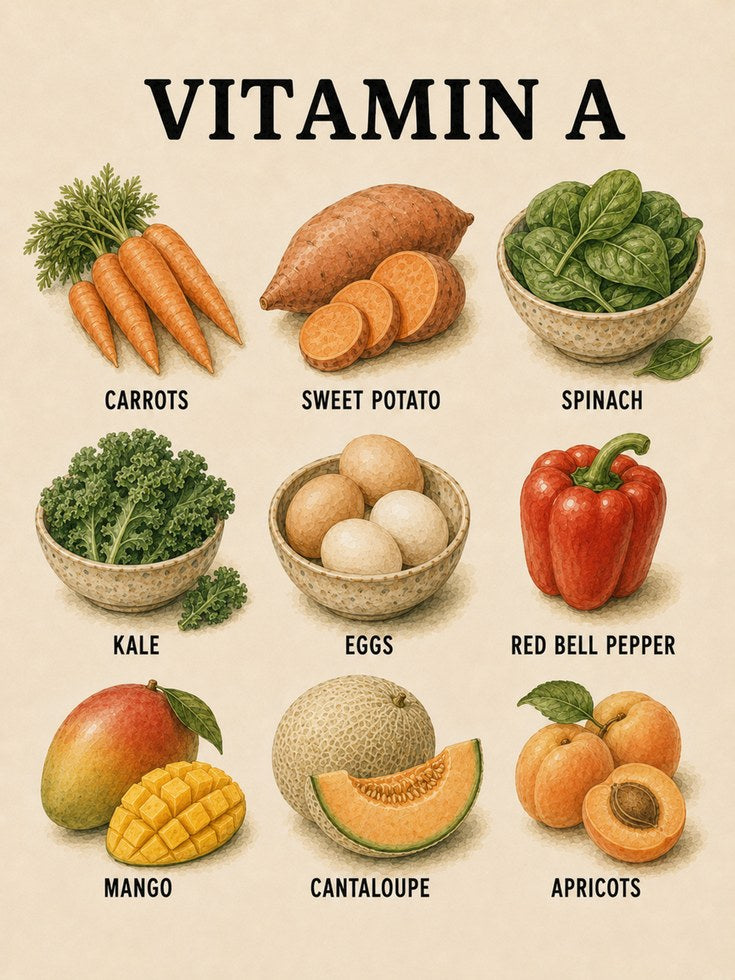 Vitamin A Foods Poster - artwork on paper