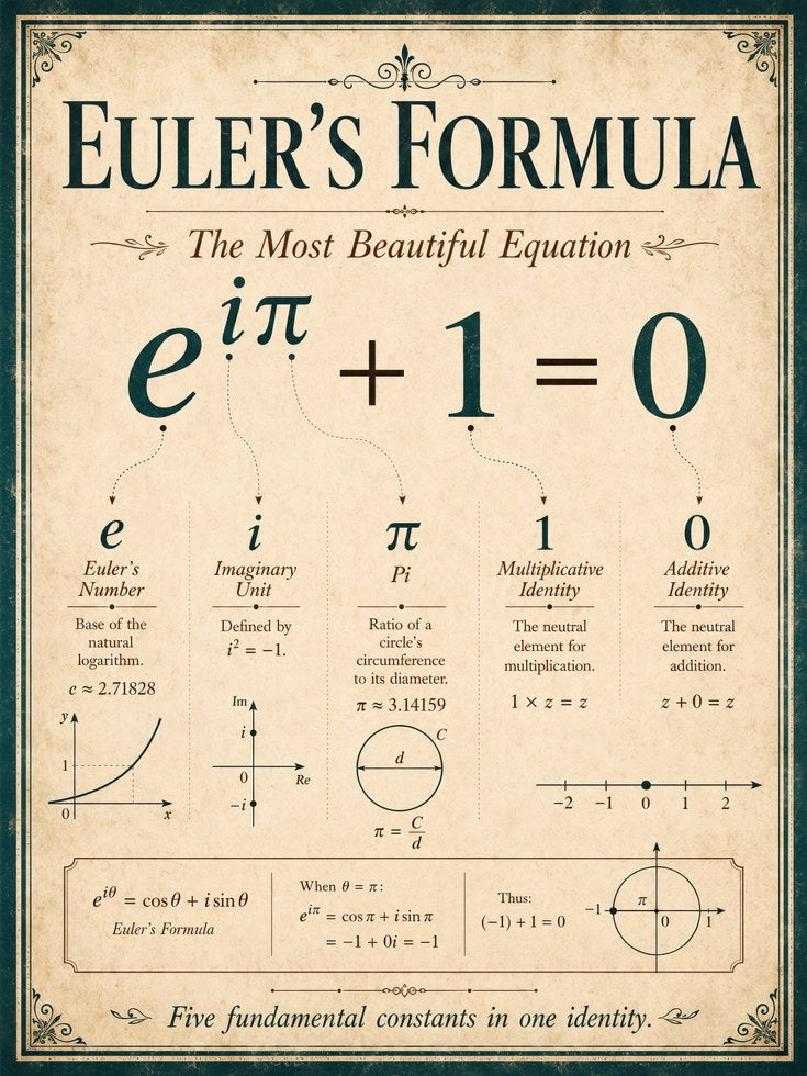 Euler's Formula Print: Mathematical Equation Poster (A4 and Larger - artwork on paper