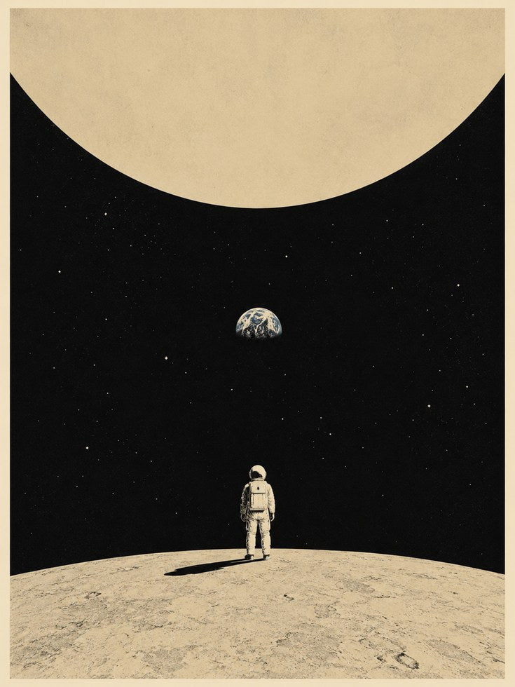 Space Wall Art – Astronaut Moon Print - artwork on paper